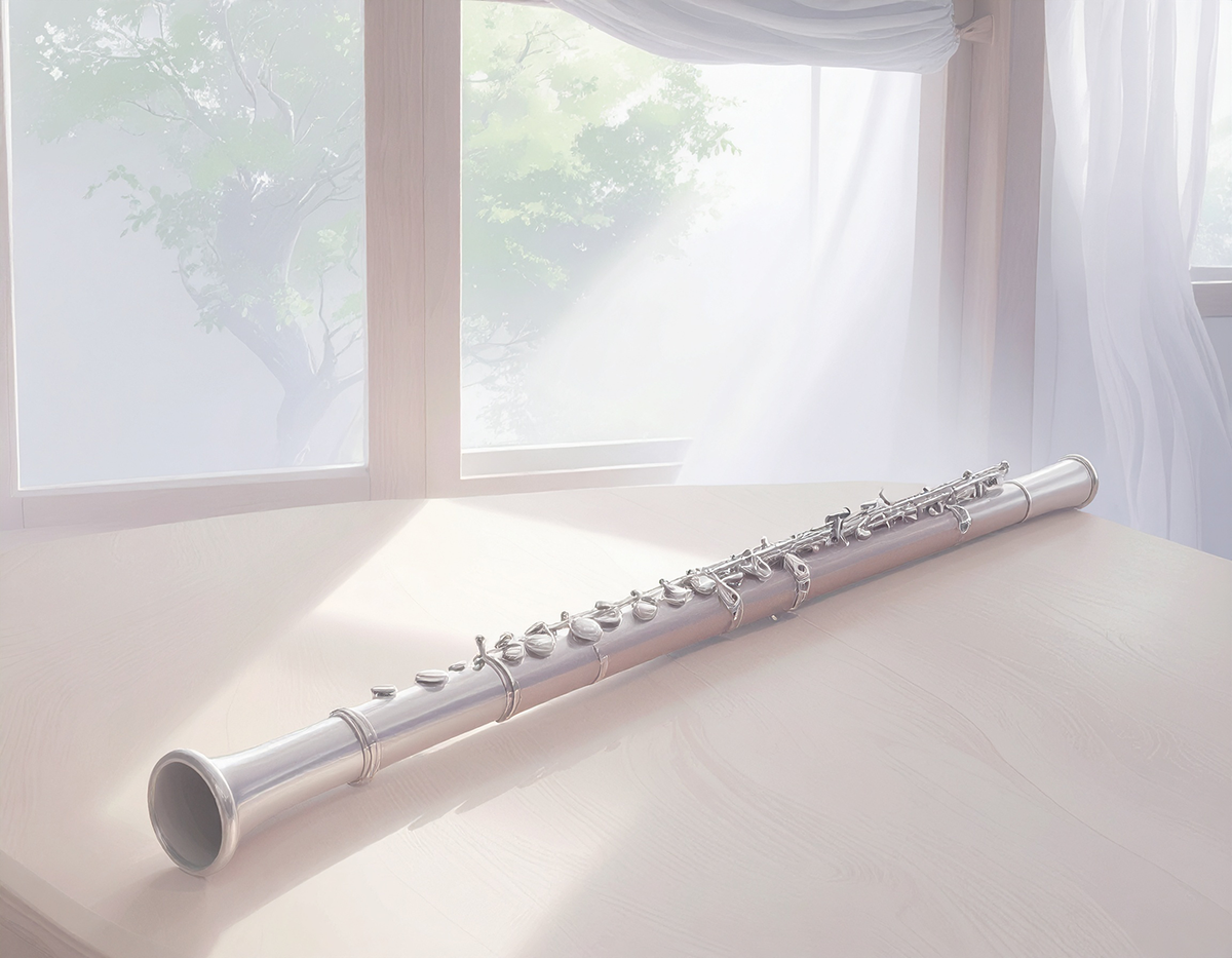 フルートの置かれた机